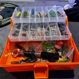High-Capacity Tackle Box with Multiple Pieces Included - Complete Fishing Lures Kit Featuring Pliers, Crankbaits, Hooks, Weights & Accessories. All-Inclusive Freshwater Bass Fishing Gear Set