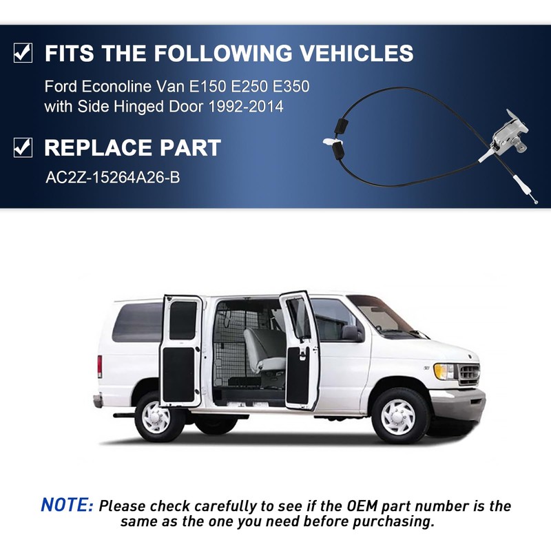 Replacement Door Upper Latch and Cable Assembly Compatible for Ford