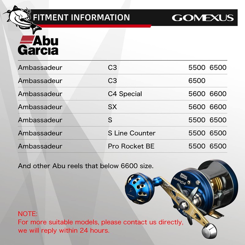 GOMEXUS Power Handle Compatible for Abu Garcia Ambassadeur C3/C4/S/SX 5000-6600