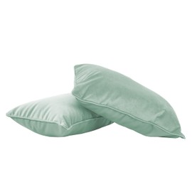 FDP 12" x 20" Velvet and Vinyl Rectangle Lumbar Pillow Set with Piping; Decorative Throw Pillow for Home Décor in Living Room, Bedroom or Lounge (2-Pack) - Aloe, 15163-347