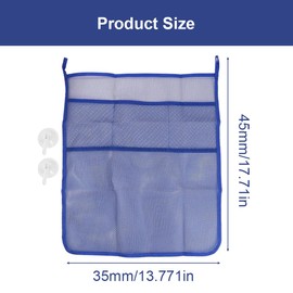 PBAHAUP Toy Net Bathtub, 1 Piece Bath Toy Net, Bathroom Toy Organiser, Bathroom Toy Net, with 2 Pieces Suction Cup Hooks, for Storing Toys Items, Blue