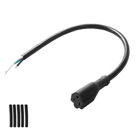 QTEATAK 50cm Female Connector Extension Cord - 125V 15A 2-Pole 3-Wire Straight Blade Outlet with AWG12 Cable, Includes 5 Heat Shrink Tubes