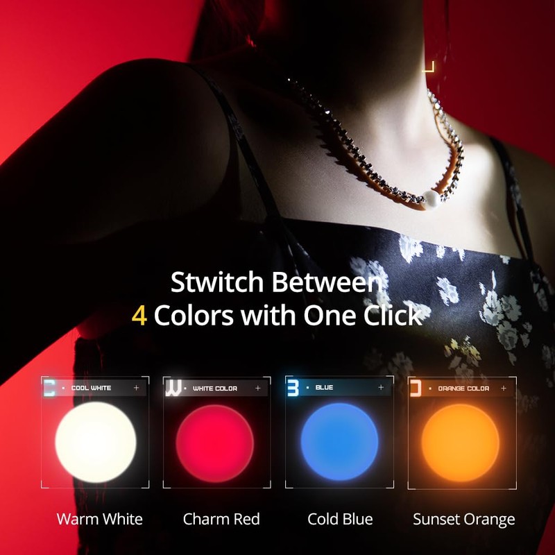 AMBITFUL Handheld LED Photography Flashlight,4 Colors Portable Photography Spotlight with