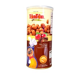 Combo - Coffee Peanuts and Spicy Garlic Peanut - Dau Phong Ca Phe va Dau Phong Toi Ot - 200 g per Tin Can with 1 Can of Coffee and 1 Can of Spicy Garlic