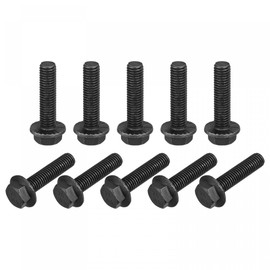 sourcing map M10-1.5x40mm Hex Serrated Flange Bolts 10.9 Grade Carbon Steel Screws 10pcs