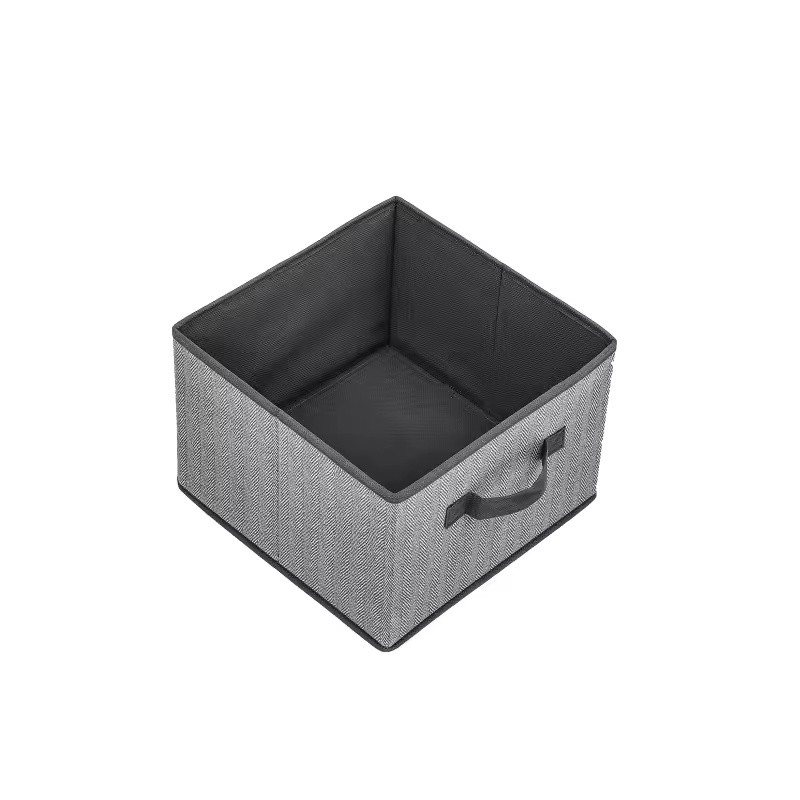 Foldable Fabric Storage Cube Bin with Metal Handles, Gray