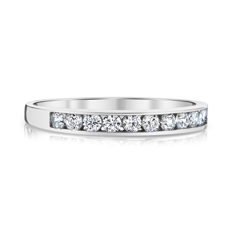 Tesori & Co 10k Solid White Gold Channel Wedding Band