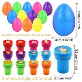 KIKVTER Easter Egg Stamp Set, 24 Pieces Stamp Easter Eggs, Toy for Easter Eggs Hunting Game, Stamp Children, Theme Party, Easter Basket Stuffers Fillers, Easter Gifts, Crafts, Classroom