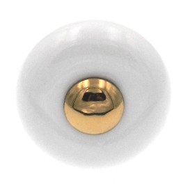 Keeler Solid Brass Polished Brass White 1 3/8" Round Cabinet Knob A41