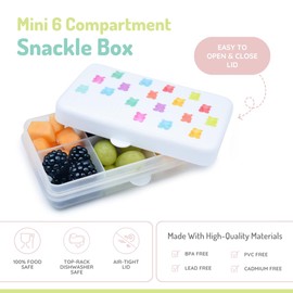 melii Mini Snackle Box – 6 Compartments, Divided Snack Container, Food Storage for Kids and Adults, Removable Dividers, Arts & Crafts, Beads, BPA-Free, Gummy Bears