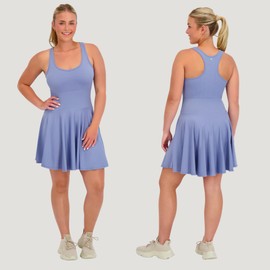 Harmony & Balance Sleeveless Athletic Tennis Dress for Women with Built-in Shorts, Removable Bra Cups, Golf, Pickeball Dress, Sizes XS-XXL, Blue