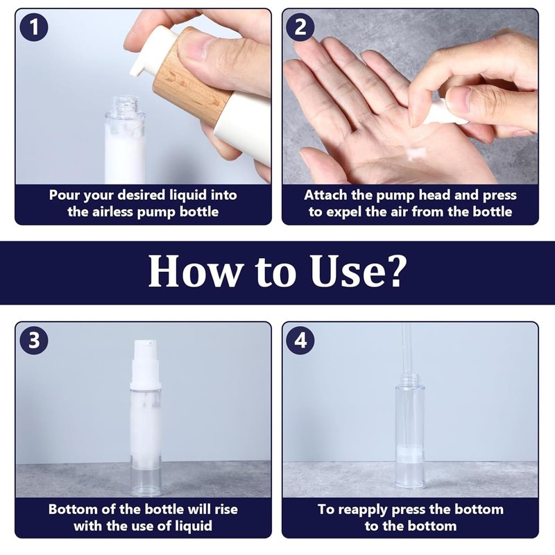 Kzvsiy 5 Pcs 10 ml Airless Pump Bottles, Refillable Clear
