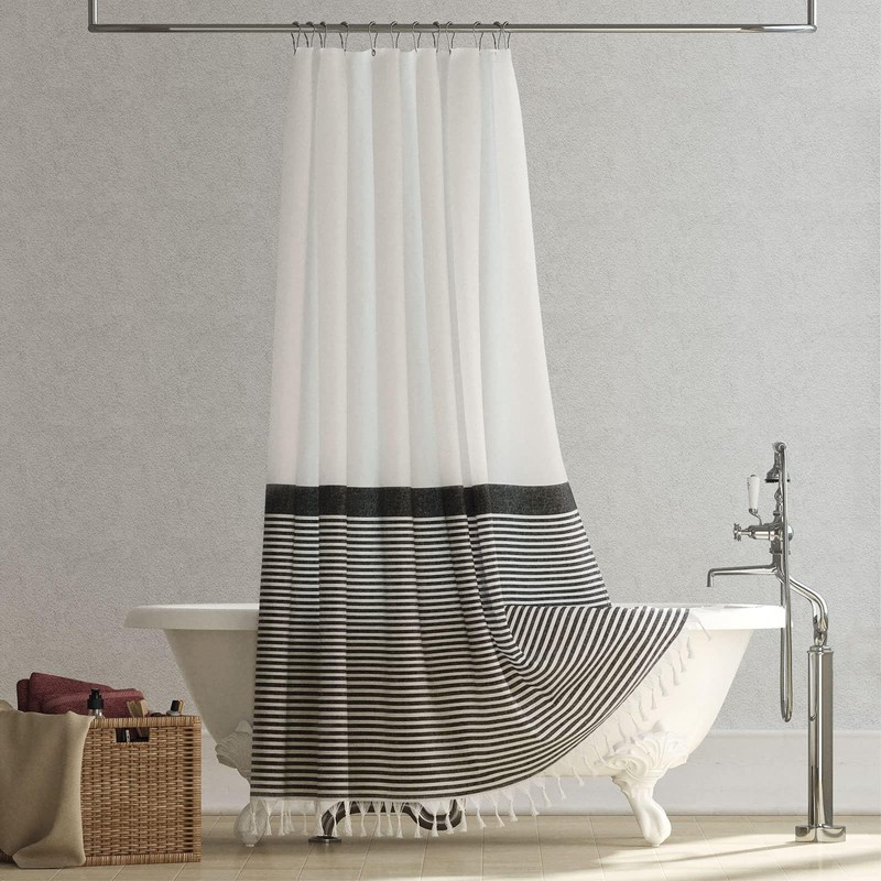 Dynamene Extra Long Fabric Shower Curtain, 84 Inch Long Farmhouse