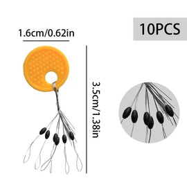 GroveEss 60 PCS Oval Float Stops,Durable Small Rubber Fishing Rigs Line Stops, 6 in 1 Black Fishing Rigs Line Stops,Fishing Rigs Leader Fishing Ledgers Accessories