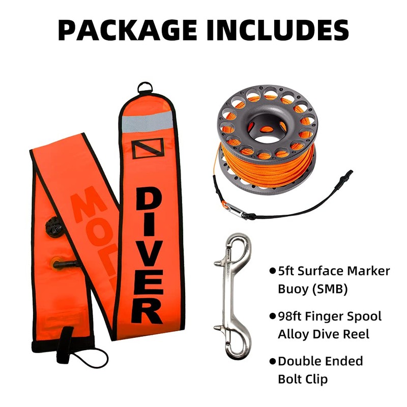 5ft Red Scuba Diving Open Bottom Surface Marker Buoy (SMB)