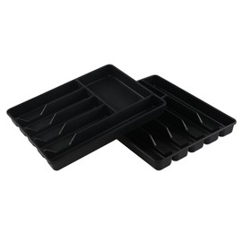 Xyskin 2-Pack Plastic Cutlery Organizer Tray, Silverware Drawer Organizer with 6 Sections, Flatware, Utensil, Cutlery Divider