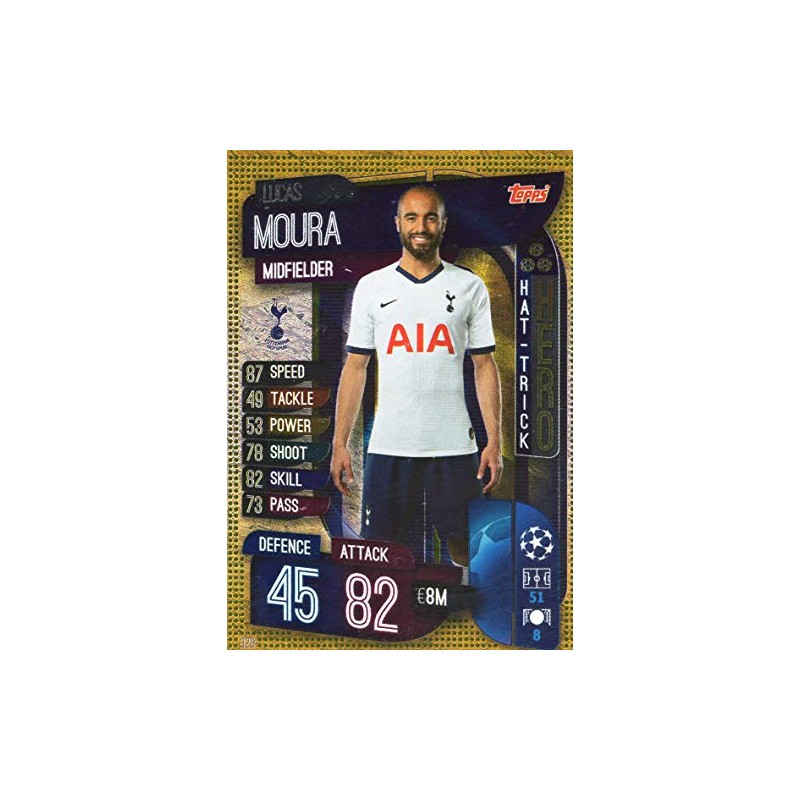 MATCH ATTAX 19/20 LUCAS MOURA HAT TRICK HERO TRADING CARD