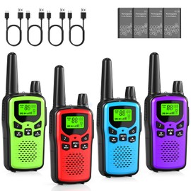 Walkie Talkies for Adults Long Range,Rechargeable Walkie Talkies with 22 FRS Channels,Two Way Radios with LED Flashlight for Hiking Cruises Camping,4 Pack