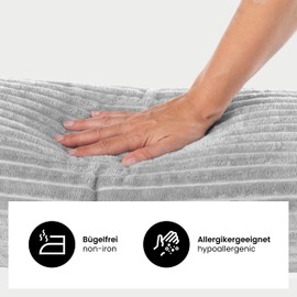 BaSaTex Winter Plush Cushion Covers, Pack of 2, 40 x 60 cm, Cashmere Touch Coral Fleece, Rip-Corduroy, Sofa Cushion, Couch Cushion, Decorative Cushion Cover, Zip, Grey