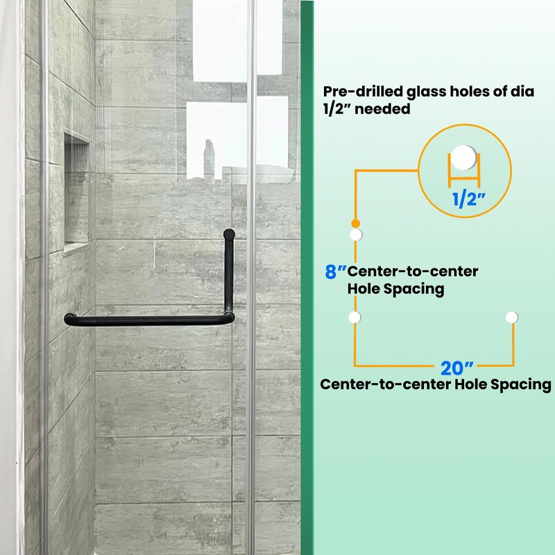MCOCOD 8" Pull Handle and 20" Towel Bar Set, Glass