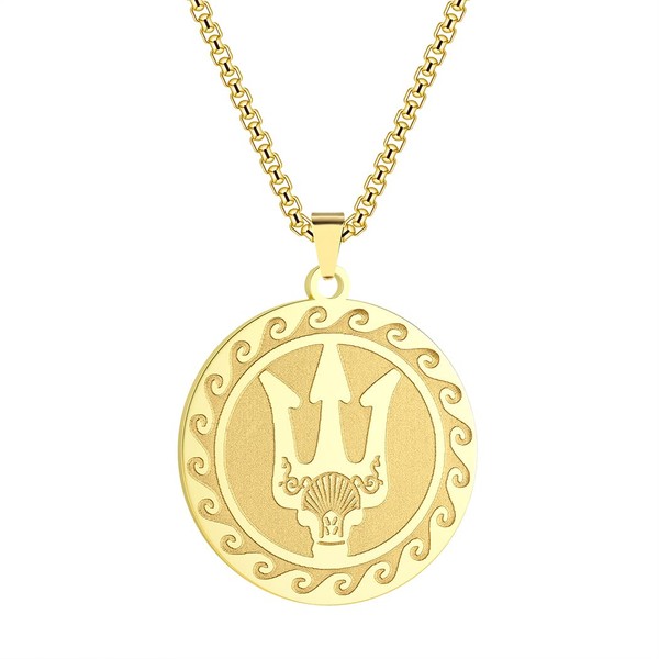 Chereda Poseidon Greek God Of The Sea Stainless Steel Necklace