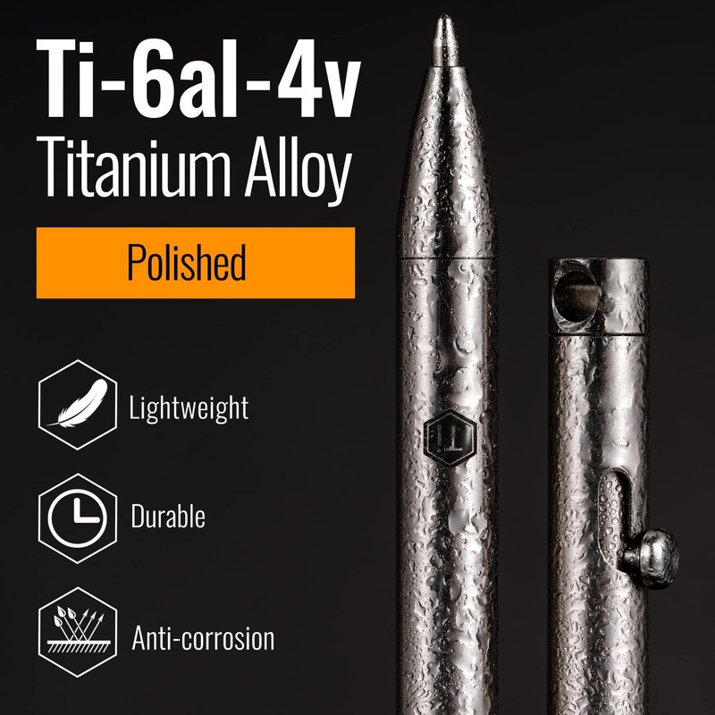 KeyUnity Titanium Retractable Silver Polished Ballpoint Pen - Fine Point