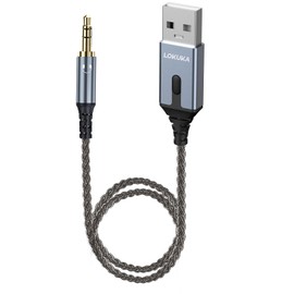 LOKUKA Bluetooth 5.3 to Aux Adapter for Car or Speaker, 3.5mm Bluetooth Receiver with 8-Strand Single Crystal Copper Cable, Aluminum Alloy Shell, for Hands-Free Calls, Voice Navigation, Phone Music