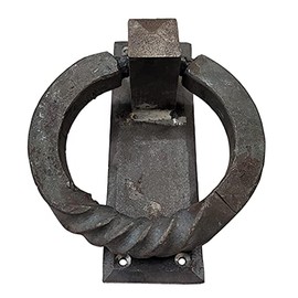Adonai Hardware "Baalath" Antique Heavy Duty Forged Front Entry Sturdy Ring Door Knockers (1 Pack, Natural Iron) for Vintage Wooden Barn Shed Doors, Gates, Fences, Furniture, Castle and Farmhouse