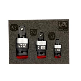 ARES 22036-3-Piece Slim Profile Impact Universal Joint Set - 1/4-Inch, 3/8-Inch and 1/2-Inch Drive Chrome Moly Steel Impact Grade U-Joint Sockets – Slim Body Profile for Superior Access