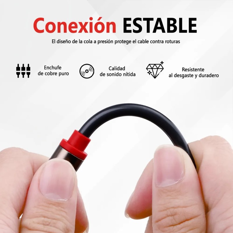 Cable Audio Dual Rca A Plug Ts 6.35mm Longitud 3mts