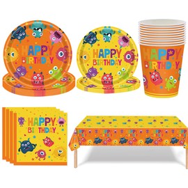 Babioms Monster Party Tableware, Monster Birthday Decoration, Monster Tableware Party Set, Monster Birthday Decoration, Monster Party Plates, Children's Birthday Tablecloth, Monster Party Accessories