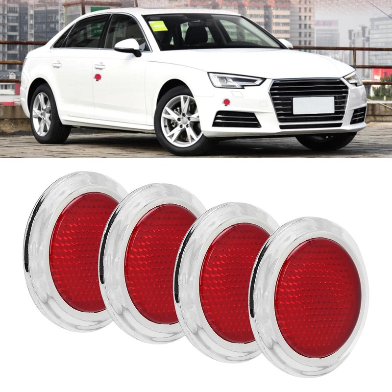 Red Reflector ABS Trim Round Reflective Safety Protection Car Motorcycle