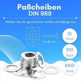 PlasmaGal - M16 x 22 x 1.0 - 10 pieces - DIN 988 washers - high-quality shims and spacers for precise use and secure hold - ideal for DIY enthusiasts and professionals