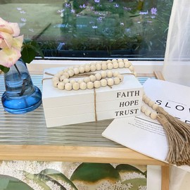 Decorative Books for Home Decor, White Faux Books for Decoration, Rustic Farmhouse Stacked Display Books (Faith, Hope, Trust)