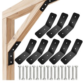 VEVIVOOVY 4pcs Flush Inside 45 Degree Angle Bracket,L/10 xW/3" Heavy Duty Flat Plate Connector Brace,Knee Brace Pergola Bracket,135 Degree Inside Joint for Butt-Join Post and Wood Beam