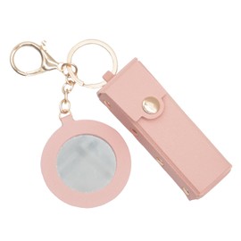 SRYTCYDA Leather Keychain for Women, Portable Lipstick Case with Mirror for Purse, Keychain Chapstick Holder for Women Gifts, Mther's Day, Birthday, Valentine's Day, Christmas