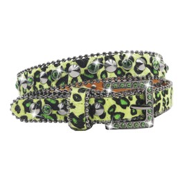 EVERBLTING Rhinestone leopard Belt Women Cowgir Studded Belt Goth Bling Stylish Belts Punk Y2k sparkly Belts 105