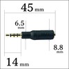 3-pole 3.5mm (female) to 4-pole 3.5mm (male) conversion adapter, allows