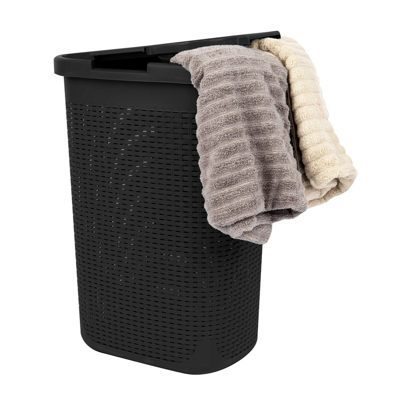 Mind Reader 60L Slim Laundry Hamper, Clothes Basket, Lid, Wicker
