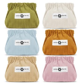 Aucuu Elastic Corduroy Hair Scrunchie Organiser, Travel Makeup Bag, Cord Storage Bag for Women and Girls, Lipstick Organiser, Portable Travel Cord Storage Bag, Cosmetic Bag, 6 pieces., 1