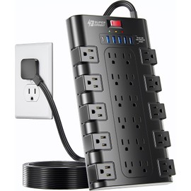 Tira de alimentación 28 en 1 SUPERDANNY QR2260-U – 22 tomas + 6 USB, 1875W, 2100J