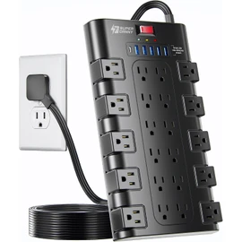 Tira de alimentación 28 en 1 SUPERDANNY QR2260-U – 22 tomas + 6 USB, 1875W, 2100J