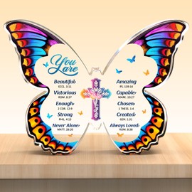 Gleevara Christian Christmas Gifts for Women, Religious Gifts for Women, Inspirational Bible Verse Christian Gifts for Birthday Baptism Christmas, Butterfly-Shaped Acrylic Plaque