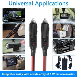 GELRHONR 12V Auto Zigarettenanzünder Stecker zu Stecker Ladekabel, Auto Zigarettenanzünder Stecker Verlängerungskabel mit 25A Sicherung Schutz, 14 AWG Heavy Duty Kabel mit Led-Licht (1.5M/4.9Ft)