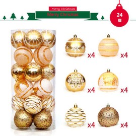 Christmas Ball Ornaments, 2.4 in (6 cm) Diameter, Luxurious 24-Piece Set, Tree Decoration, Gorgeous Color Combination, Nordic Style, Christmas Tree Decoration, Cute, Stylish, Glittering, Christmas