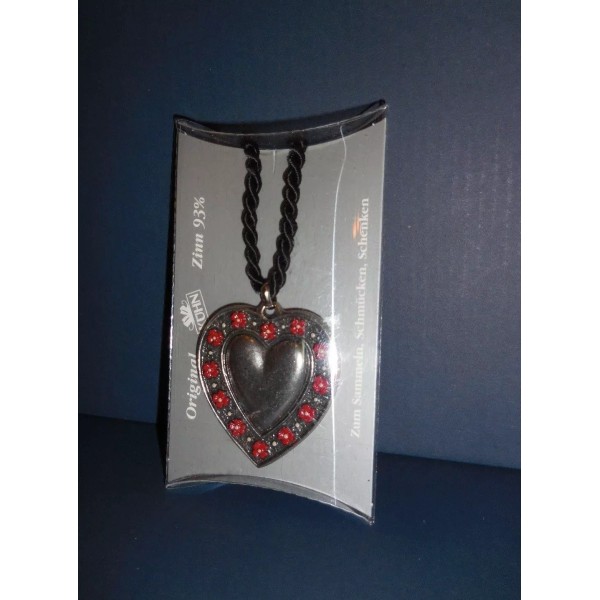 KUEHN Hand Painted Pewter HEART NECKLACE