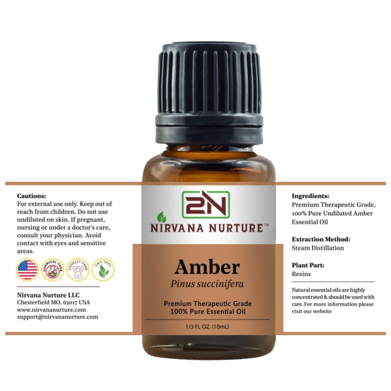 Nirvana Nurture Amber Essential Oil 100% Pure Premium Therapeutic Grade,