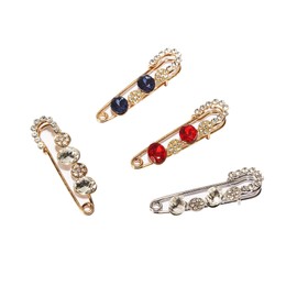QUJUFIND 4 Pieces Women Brooch Pins Sweater Shawl Clips Faux Crystal Pearl Brooches ，Safety Pins，Clothes Buckle Clips， Dress Clips Shirt Clips for Women (Style-3)