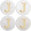 Mary Square Monogrammed J Gold Foil 4 inch Marble Round