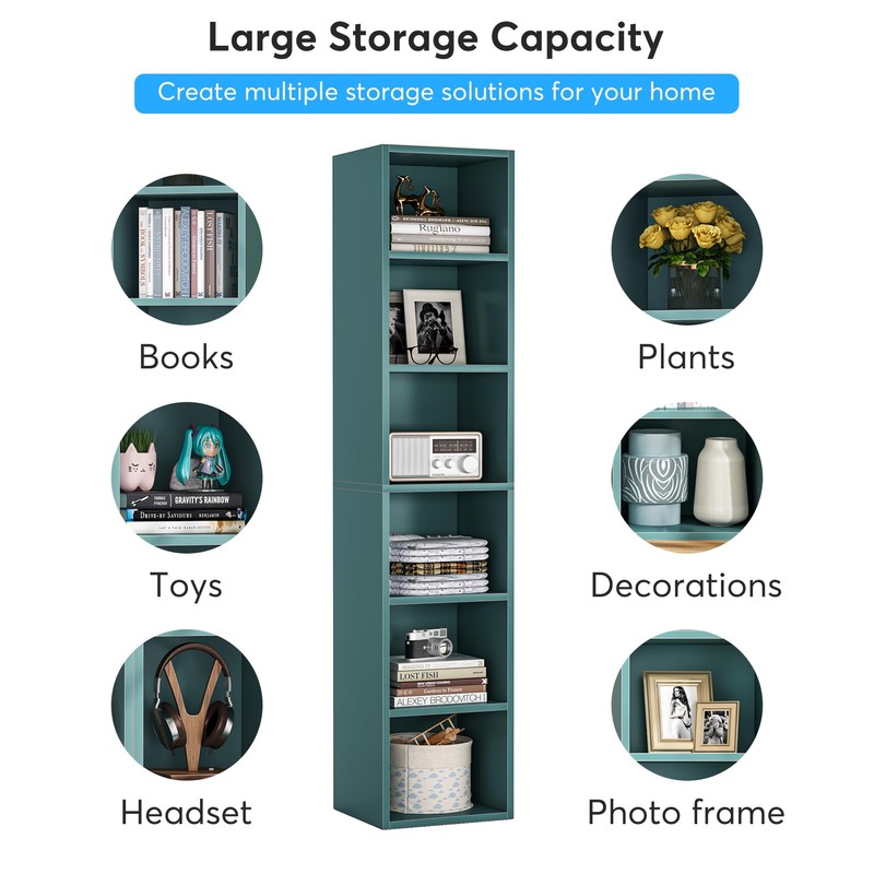 LITTLE TREE 70.9 Inch Tall Narrow Bookcase, Corner Bookshelf 6